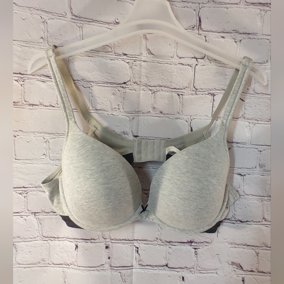 Cacique Boost Plunge Underwire Bra 44C Heather Grey Black - Picture 1 of 12